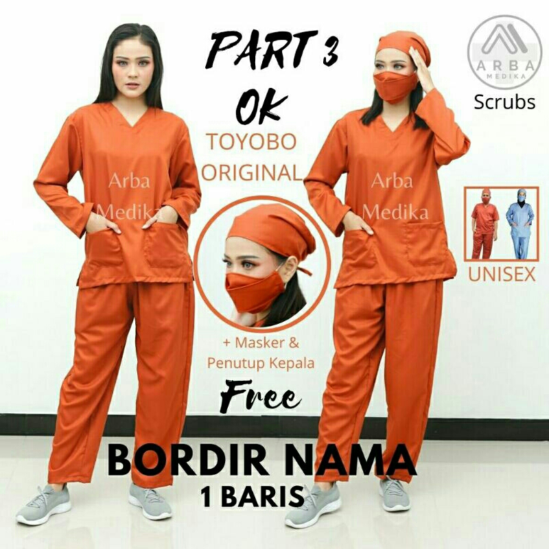 Baju Ok Oka Dokter Perawat Petugas medis Lengan Panjang POLOS Original  FREE BORDIR Nama