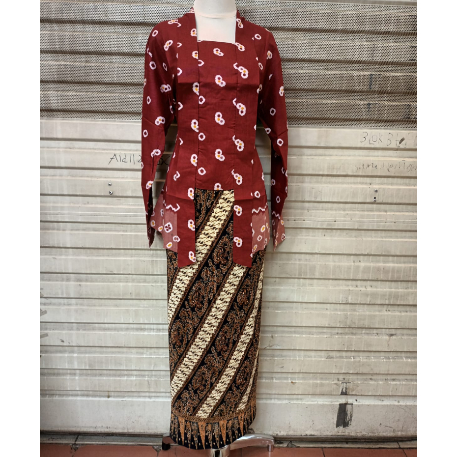 Setelan Kebaya Kutubaru Jumputan Jumbo dan rok plisket terbaru/Set Kebaya Lurik jumputan Dewasa / Ke