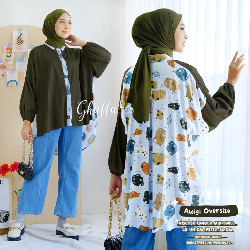 ATASAN WANITA | BLOUSE | AWIGI OVERSIZE BY GHAFFA