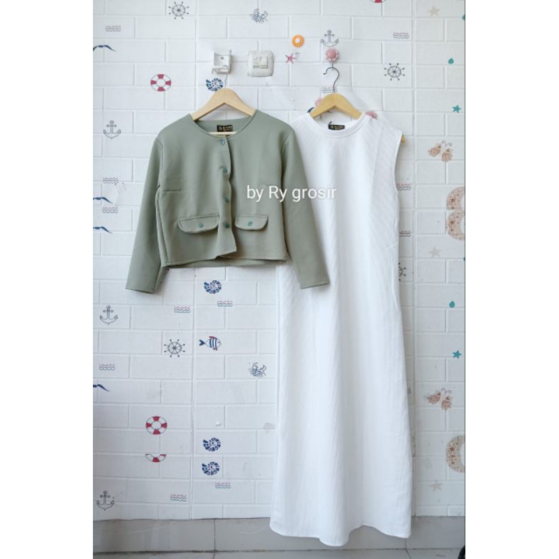 ONE SET BLAZER CROP SCUBA + INER KNIT