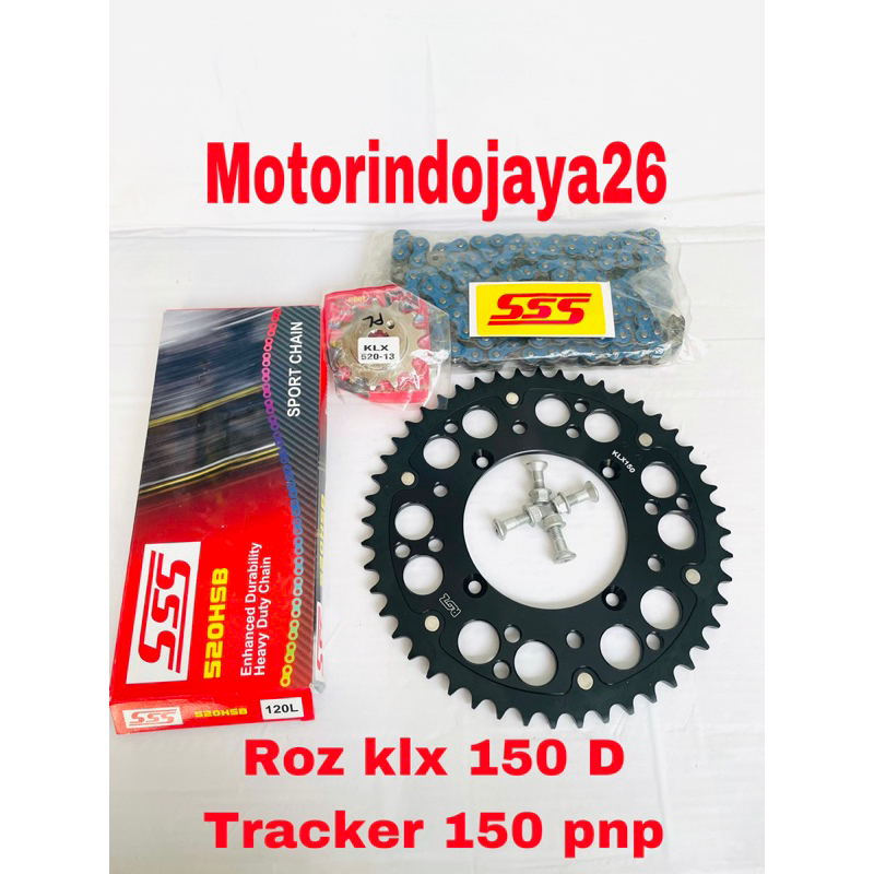GEAR SET 520 ROZ KLX 150 D TRACKER 150 KLX 140 RANTAI SSS BIRU