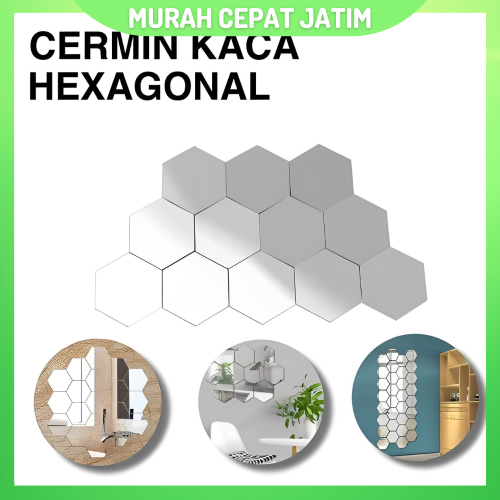 Cermin sticker hexagonal tempel anti pecah