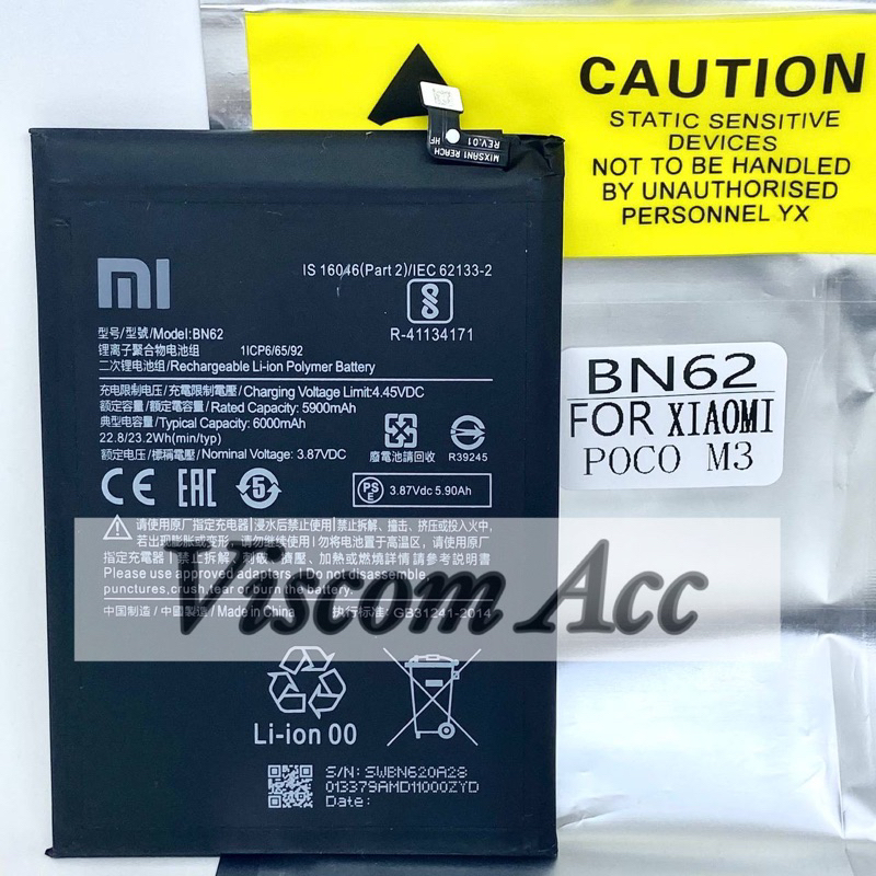 Baterai Xiaomi pocophone M3 / Xiaomi poco M3 original BN62 BN-62