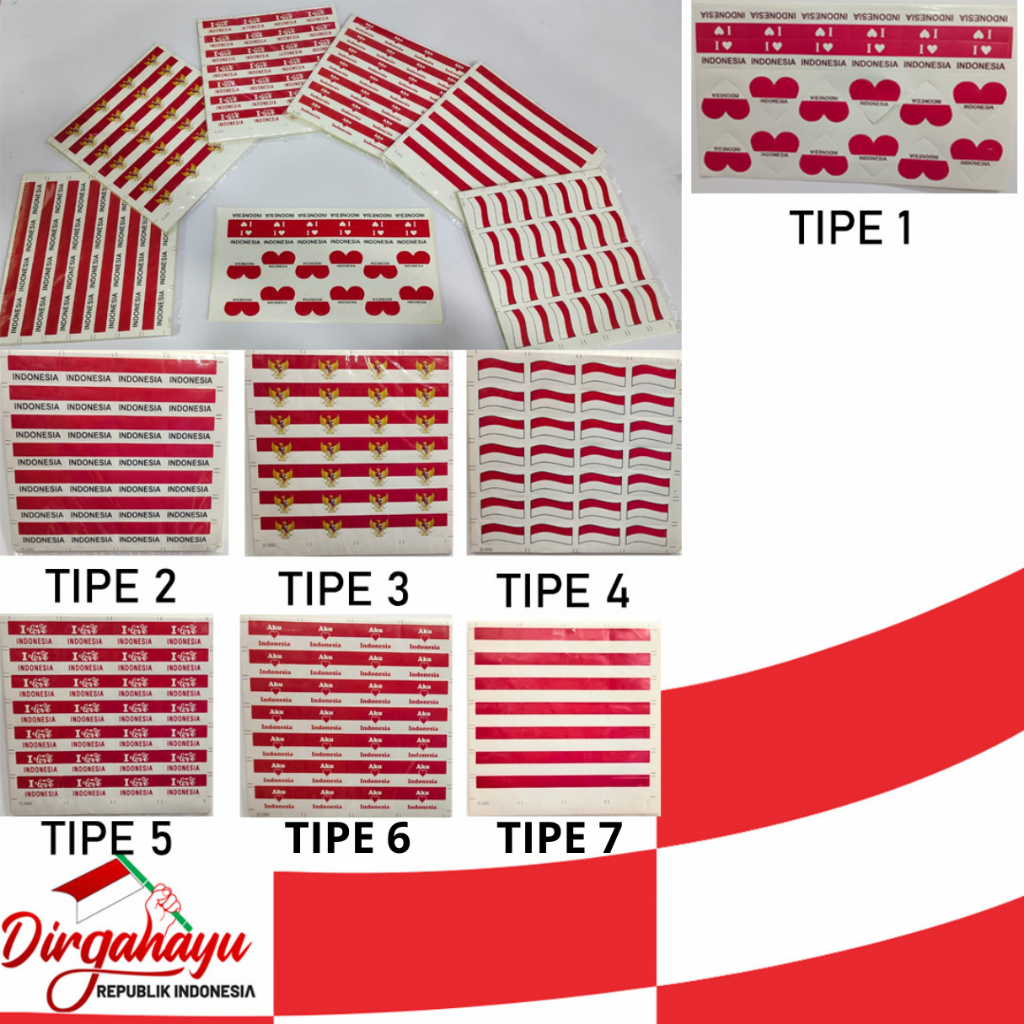 

Partybaloon Stiker Bendera Pipi Tato Wajah Merah Putih I love Indonesia 1 PACK ISI 10 Lembar