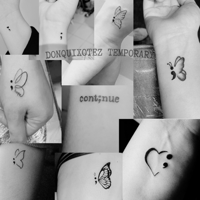 Tato Temporary Sticker Semicolon Minimalis Aesthetic Titik Koma Tattoo Temporer Tempelan Kecil Estet
