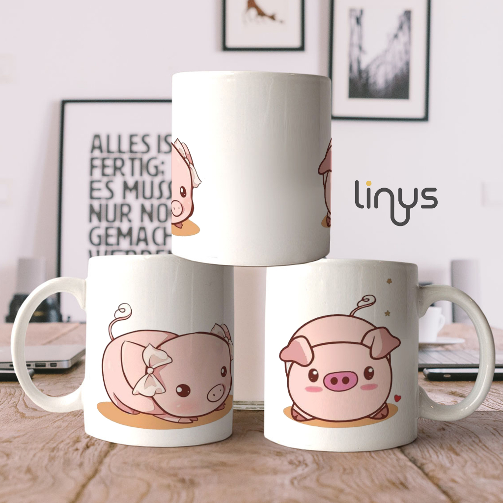 Mug cangkir piggy lucu