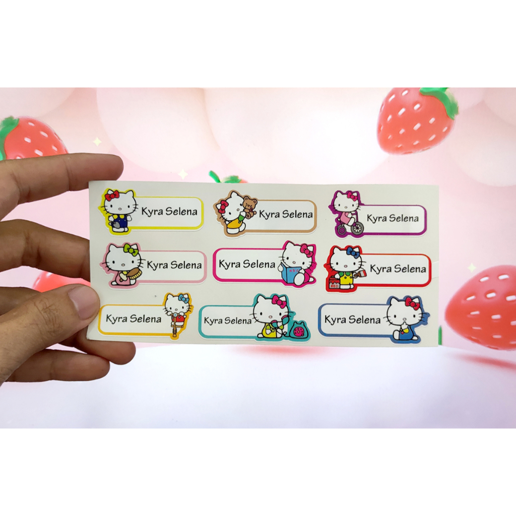 

STICKER STIKER LABEL NAMA ANAK CUSTOM HELLO KITTY CUTTING MURAH