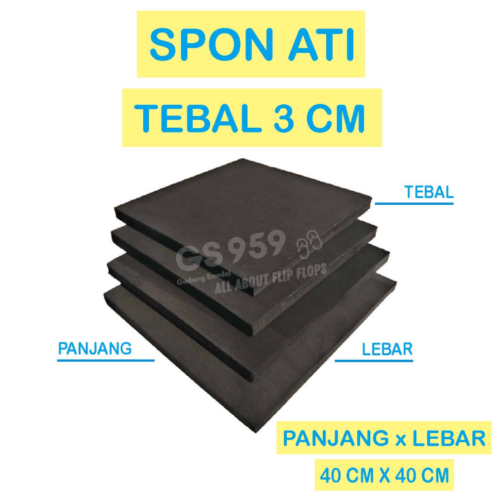 Spon Ati / Busa Ati / Spon Eva Tebal 3 Cm Warna Hitam Bentuk Persegi