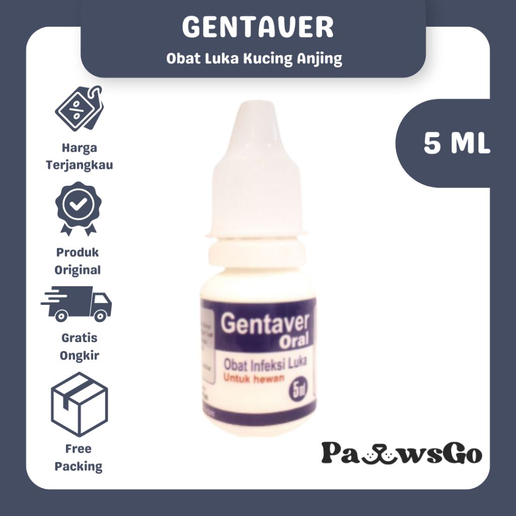 Gentaver 5ml - Obat Luka Kucing - Obat Luka Anjing - Obat Infeksi Kucing - Obat Infeksi Anjing