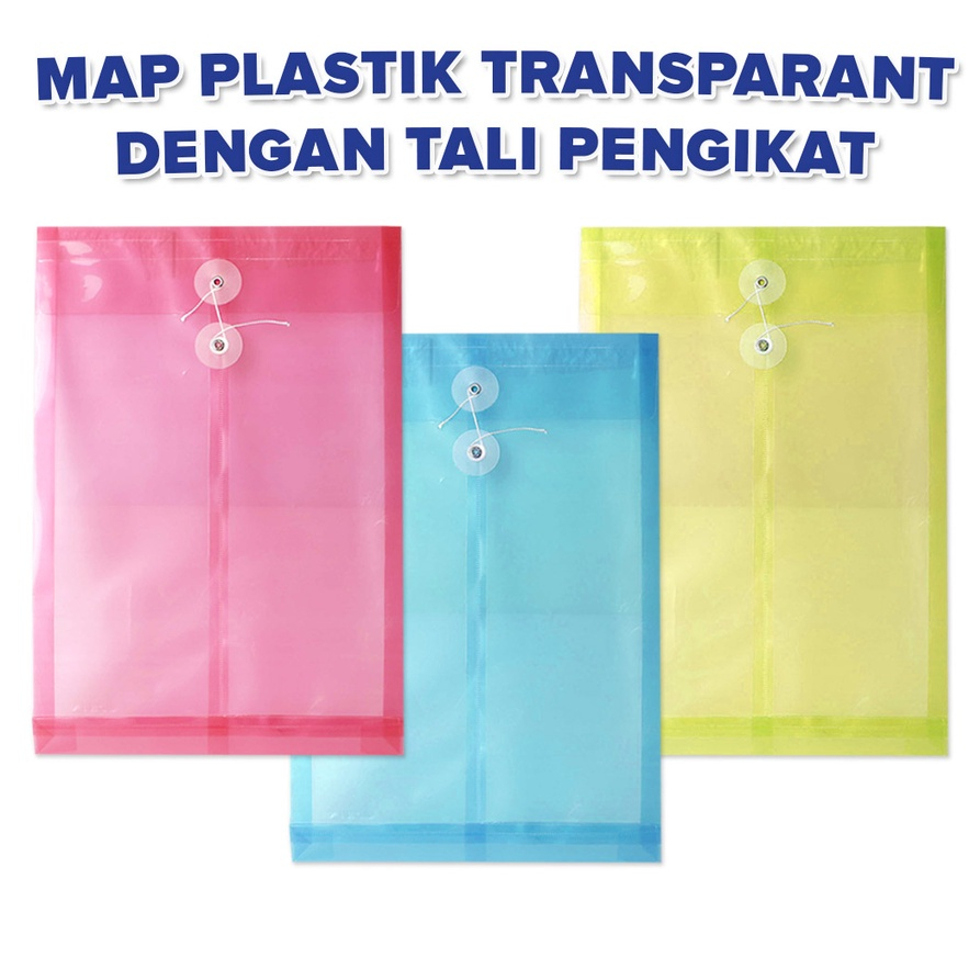 

Map Plastik / Map File Tali F4 Warna Map Tali Kancing Bening File Folder Transparan - PBZ