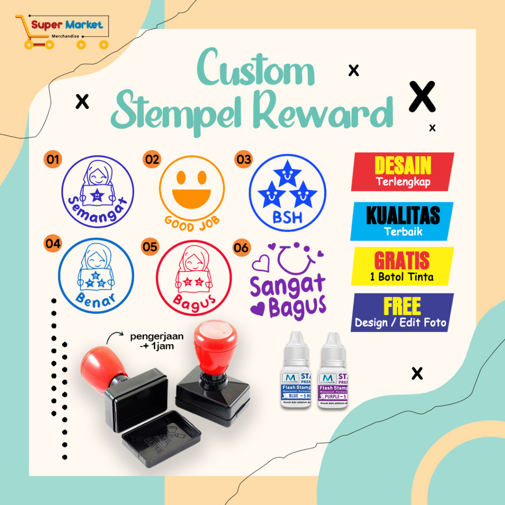 CETAK STEMPEL 𝐆𝐑𝐀𝐓𝐈𝐒 𝐓𝐈𝐍𝐓𝐀 MURAH / STEMPEL NILAI / STEMPEL REWARD / STEMPEL GURU / STEMPEL GURU PAUD