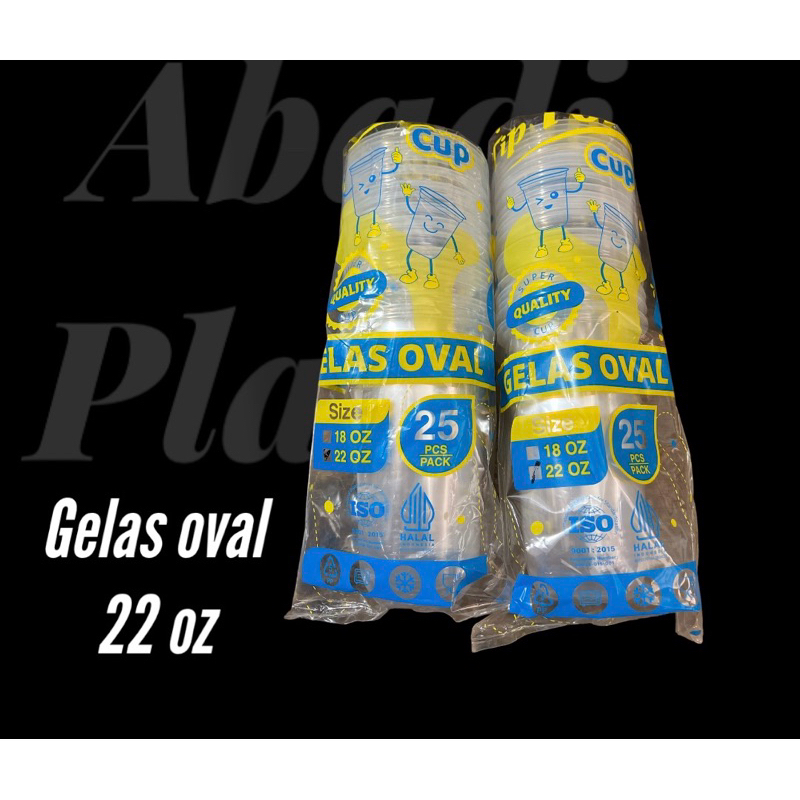 GELAS PLASTIK OVAL 22oz / GELAS OVAL 22OZ ISI 50PCS