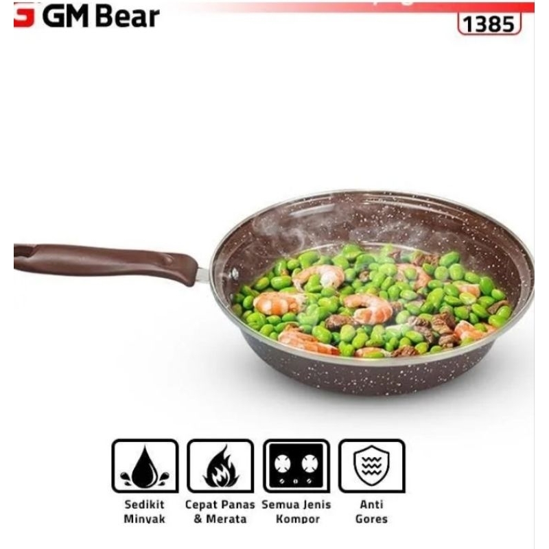 GM Bear Wajan Enamel 1385-Enamel Frying Pan 24cm