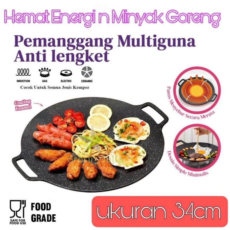 Wajan Konduksi Alat Pemanggang Bbq Anti Lengket Multiguna Korean Grill Pan