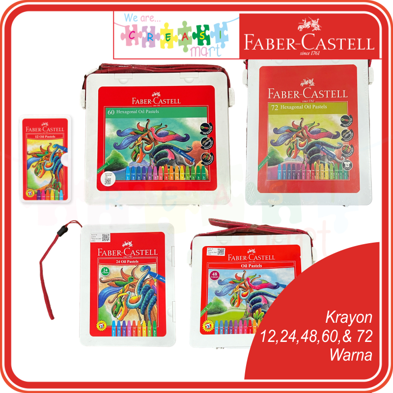 

Faber Castell Krayon 12/24/48/60 & 72warna Crayon Hexagonal Oil Pastel Plastic Bag 100% Original
