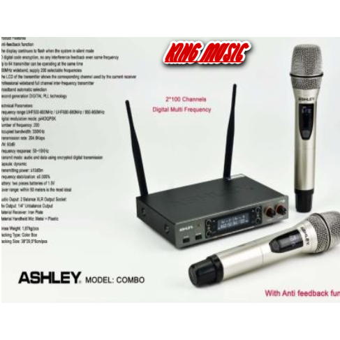 MICROPHONE ASHLEY COMBO MIC WIRELESS ASHLEY ORIGINAL GARANSI BARU