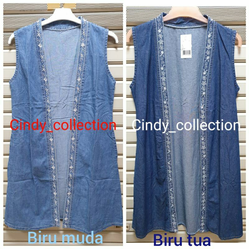 ROMPI PANJANG JEANS WANITA OUTER JEANS ROMPI JEANS BORDIRAN OUTER JEANS WANITA VEST DENIM WANITA