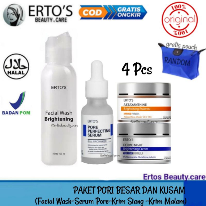 Ertos Paket Pengecil Pori Pori Mengatasi Flek Noda Hitam Dan Kulit Kusam Original ERTOS SKINCARE (FA