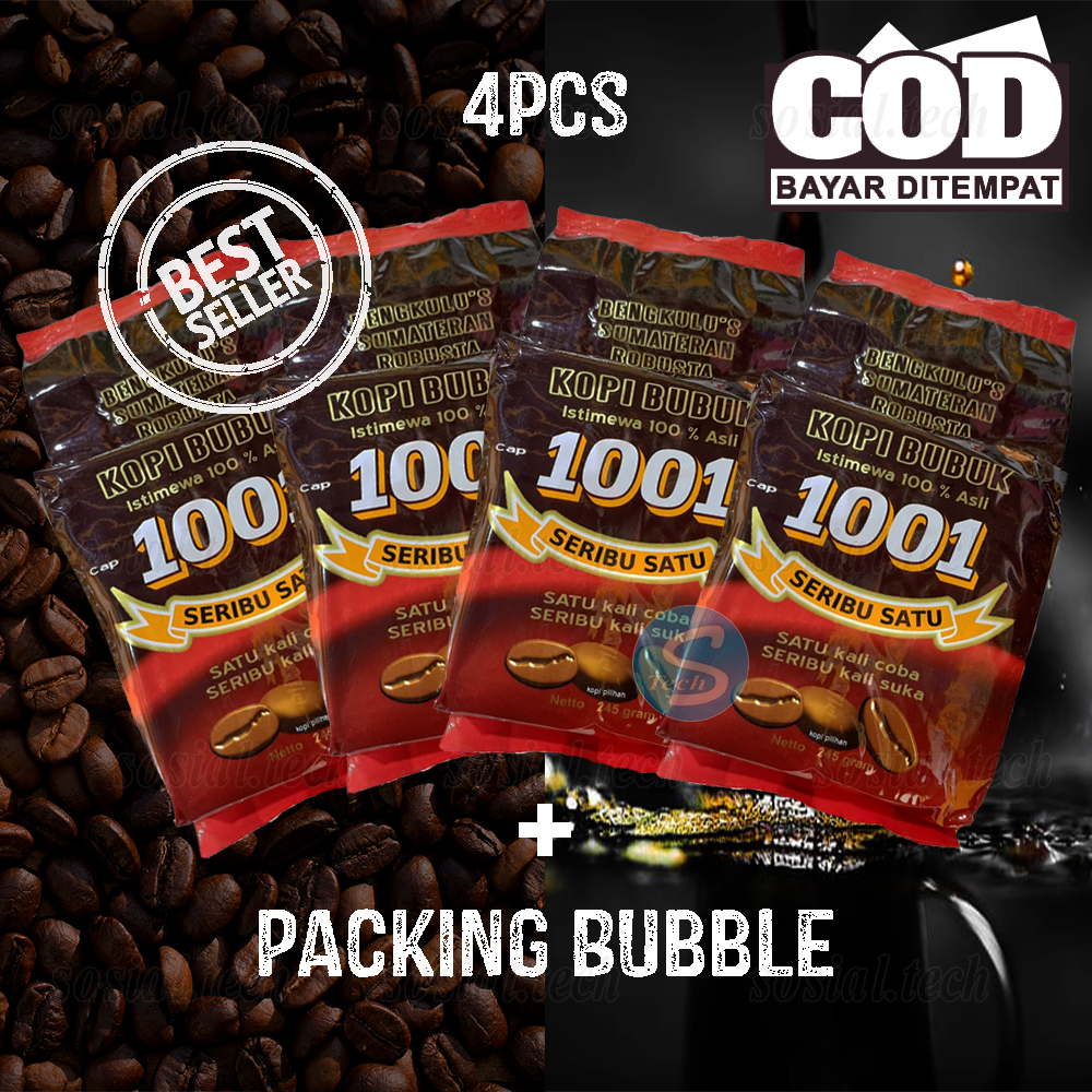 

Kopi 1001 4Pcs 245g Kopi Hitam Bubuk Robusta 1001 Khas Bengkulu 100% Original Coffe Robusta