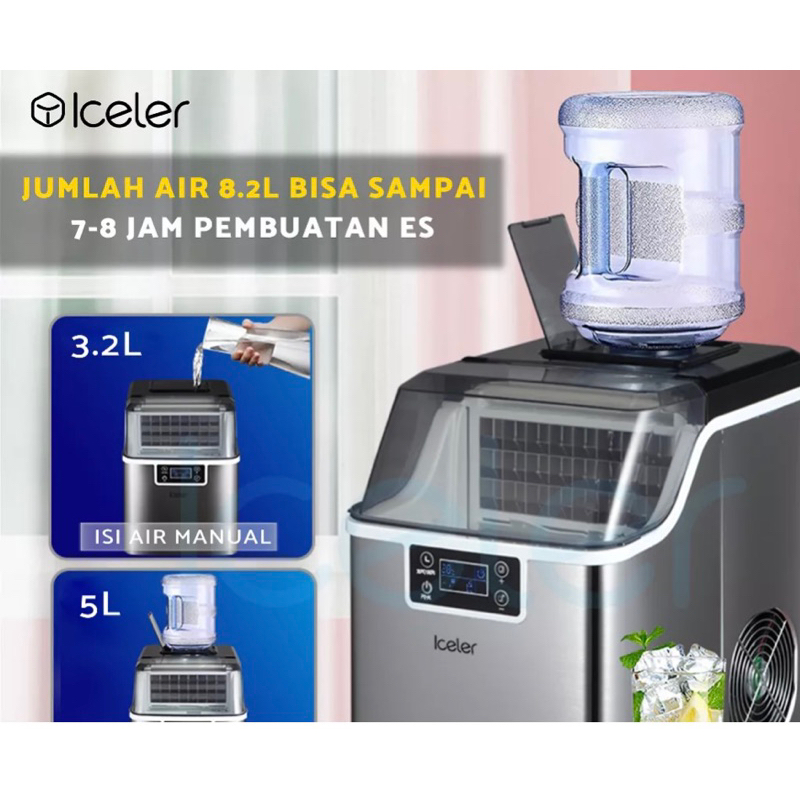 Mesin Es Cube Iceler Pembuat Es Batu Kristal 25kg