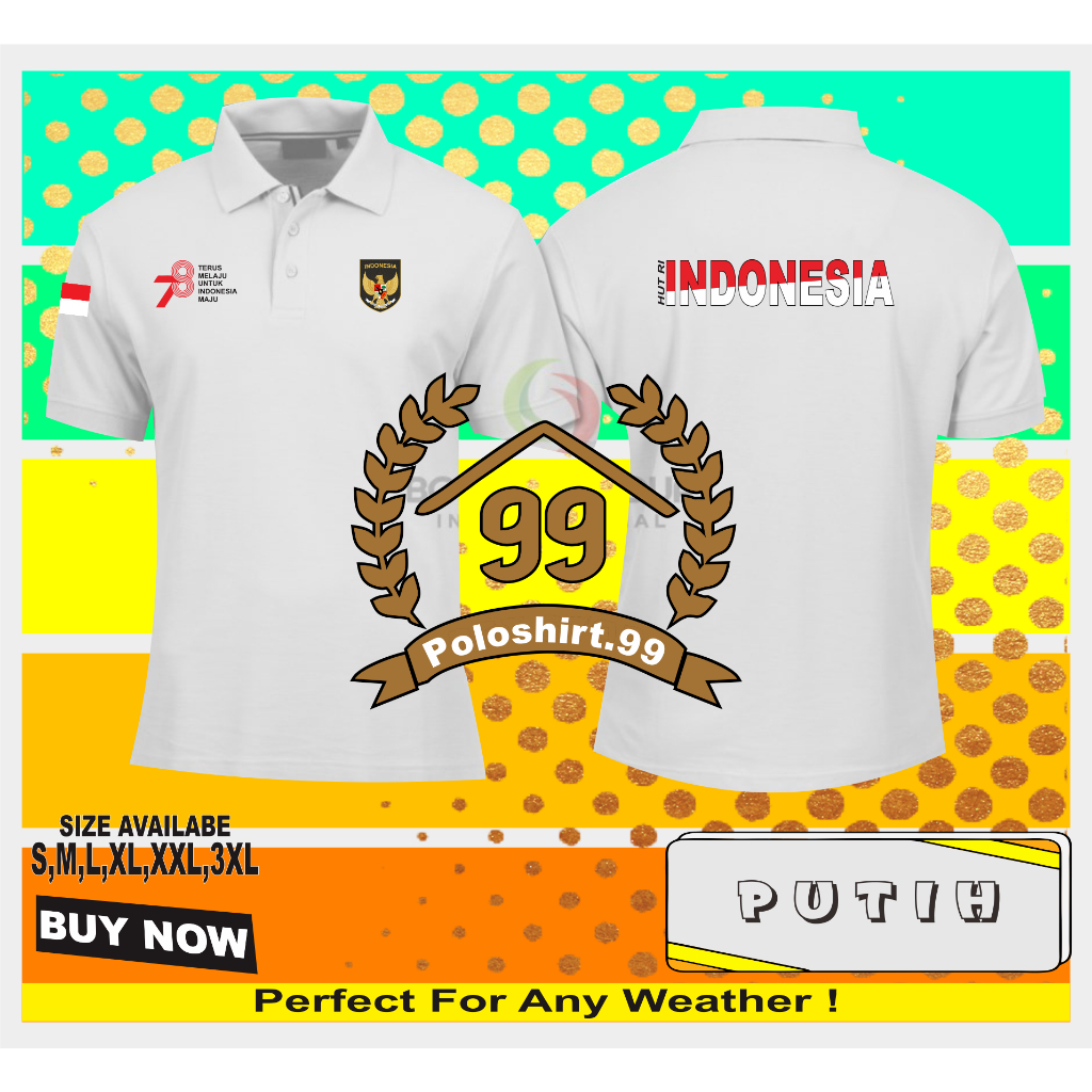 POLOSHIRT KAOS KERAH 17 AGUSTUS HUT RI KE 78 TAHUN / KAOS KERAH HUT RI KE 78 TAHUN TULISAN HUT RI IN