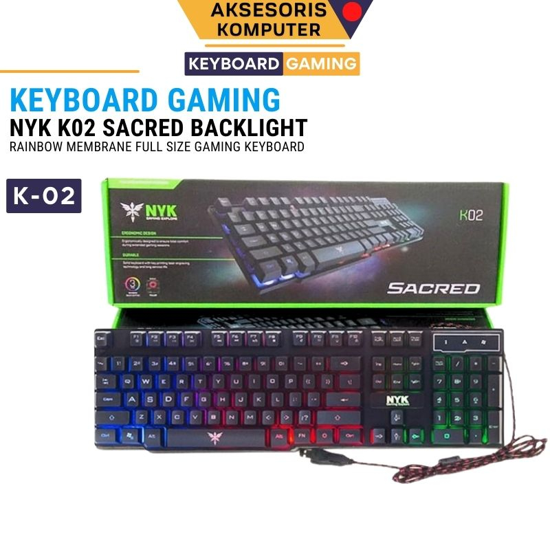 [Bayar Di Tempat]T&T Keyboard Gaming Murah NYK K-02 RGB LED Backlight Compatible For PC and Laptop
