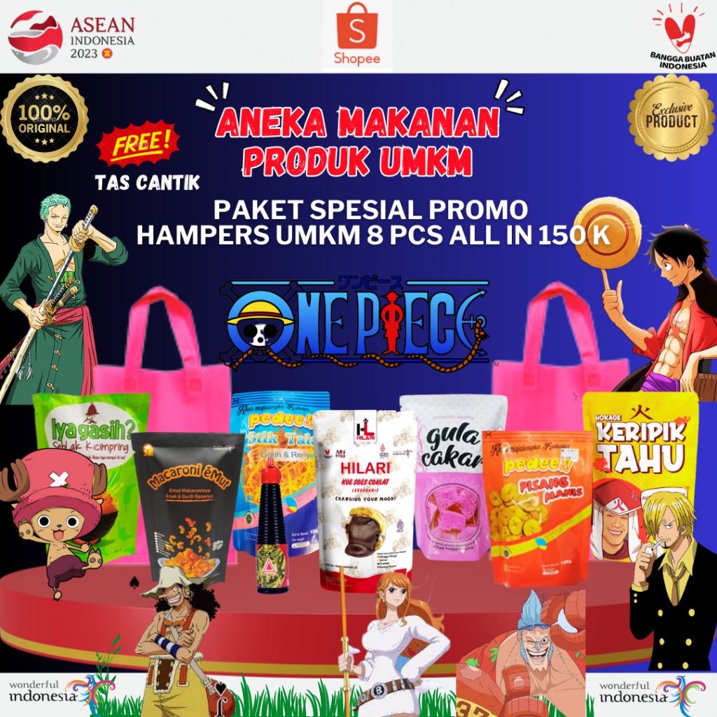 

PAKET 1 MAKANAN SPESIAL PROMO HAMPERS UMKM ALL IN 150 K FREE TAS CANTIK