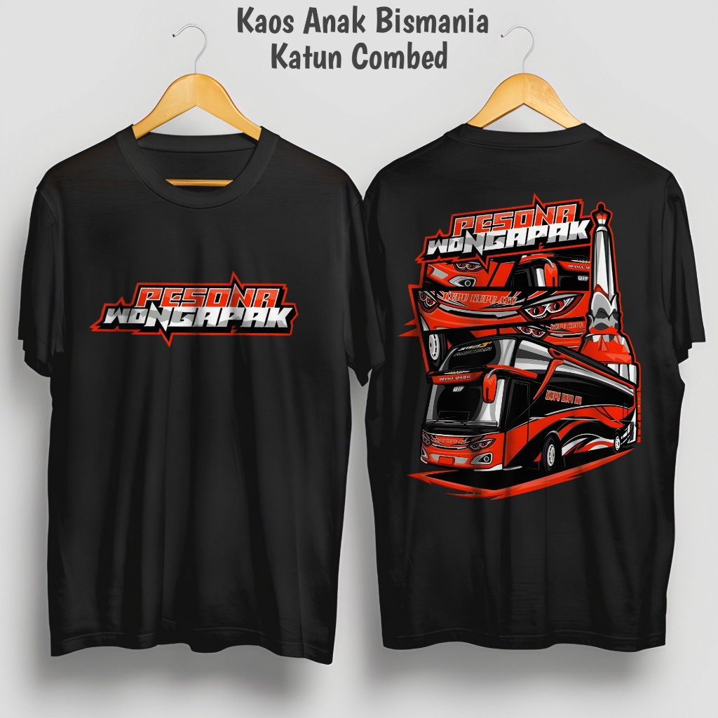 KAOS BISMANIA ANAK PESONA WONGAPAK - BAJU ANAK LAKI-LAKI BUS MANIA BRIS TRANS KATUN