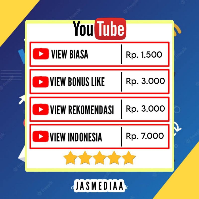 VIEW YOUTUBE VIEW REKOMENDASI VIEW BONUS LIKE VIEW REAL INDONESIA AMAN MONETISASI | JASMEDIA - VOUCH
