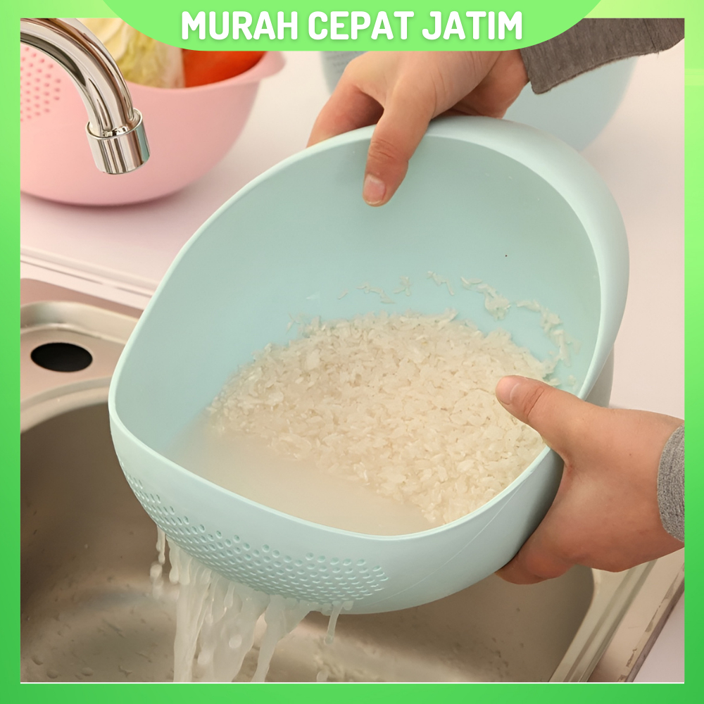 Baskom cuci beras baskom plastik dengan lubang cuci buah dan sayur