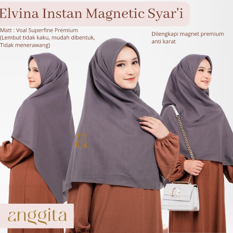 Anggita.id - Elvina Voal Instan Magnetic Syari Hijab Segiempat Jumbo 130x130cm Voal Superfine Premiu