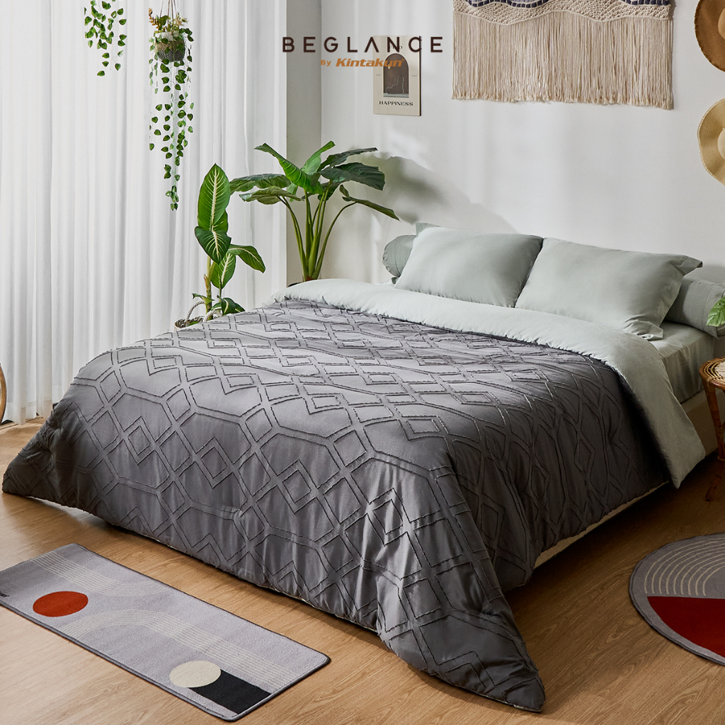 Kintakun Beglance Microsuede Bedcover Set Jacquard Navona 160/180 x 200 Tinggi 30cm