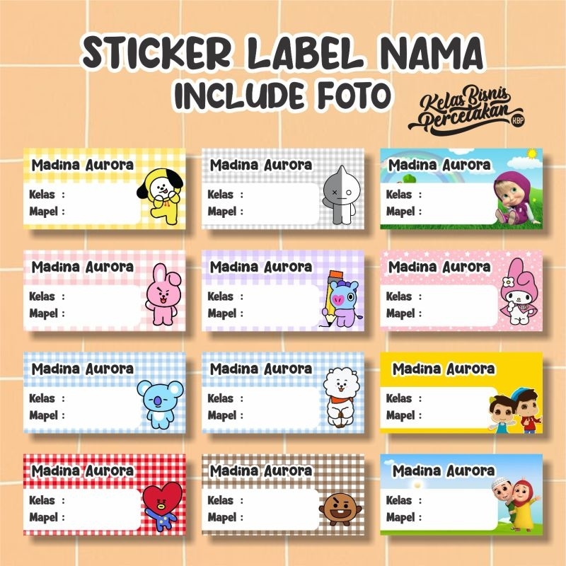 

Sticker Label Nama Custom Foto Untuk Buku Tulis dan Buku Bacaan Anak Sekolah