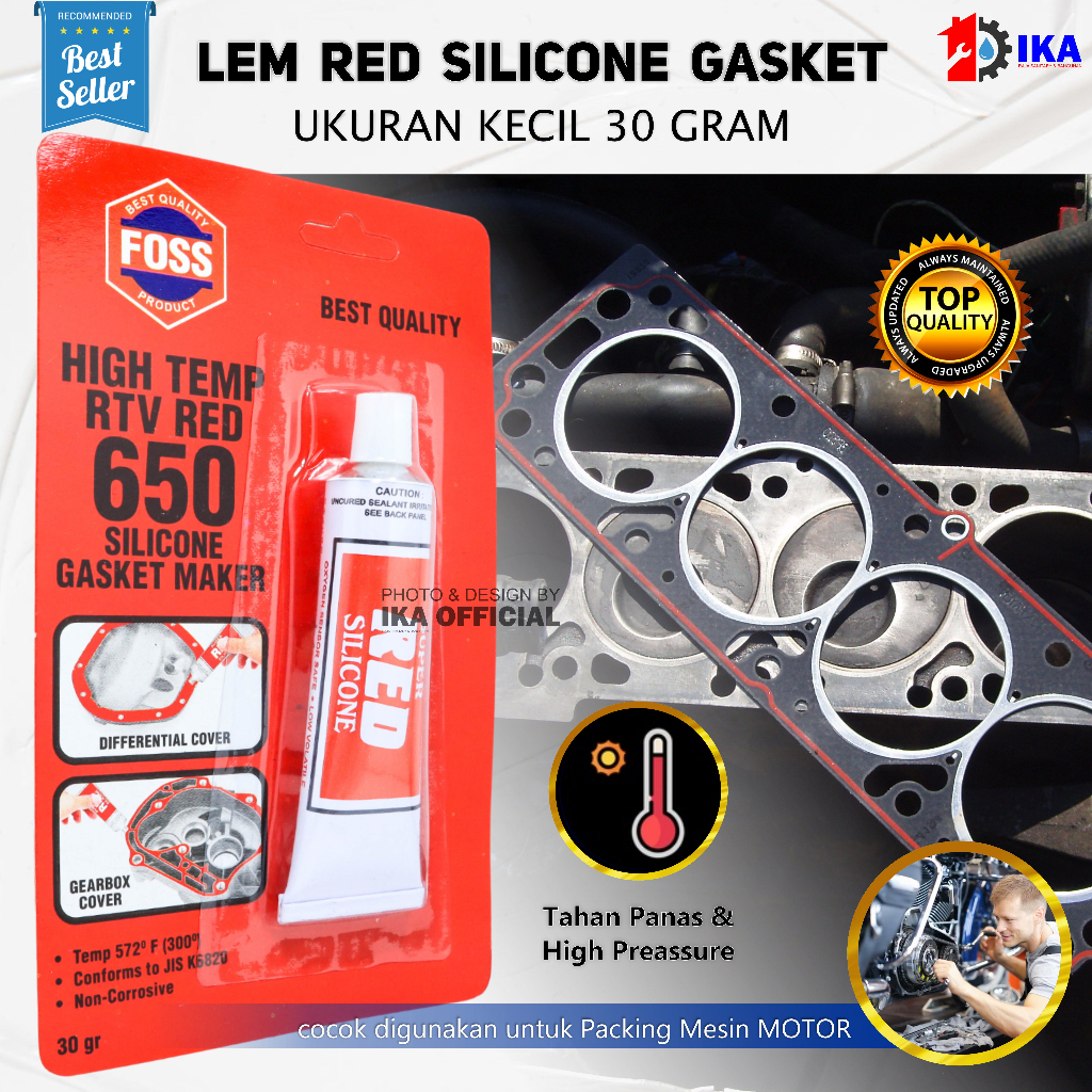 Lem AUTO SEALER Hitam / Lem AUTO SEALER Red / Lem Silicone Mesin Tahan Panas Premium