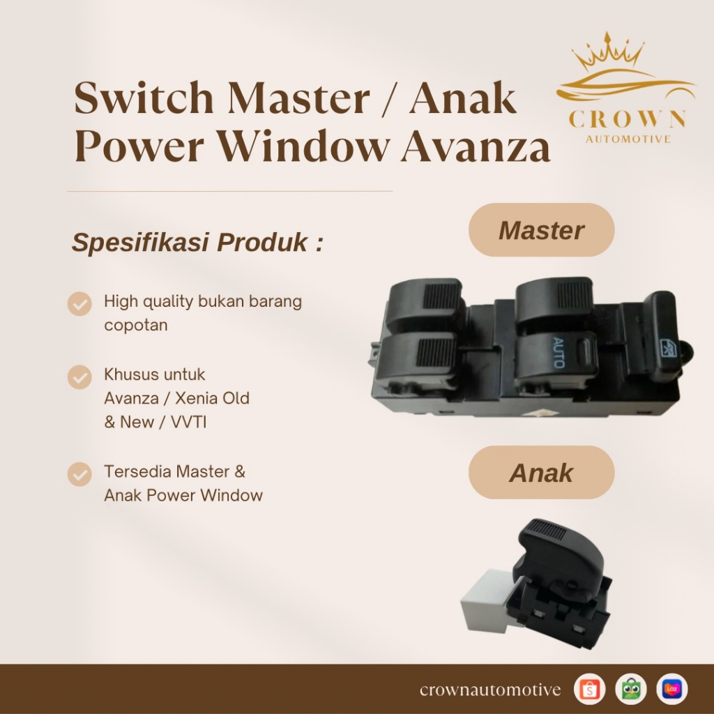 Switch Master Power Window Avanza Xenia Lama / Switch Anak Avanza Xenia Lama