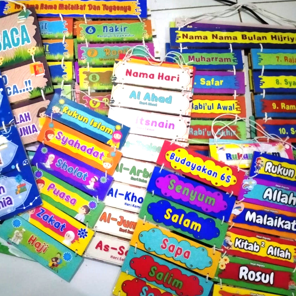 Poster Edukasi Hiasan Dinding Kelas TK SD SMP Dekorasi Dinding Kelas Rukun Islam Rukun Iman Nama Bul