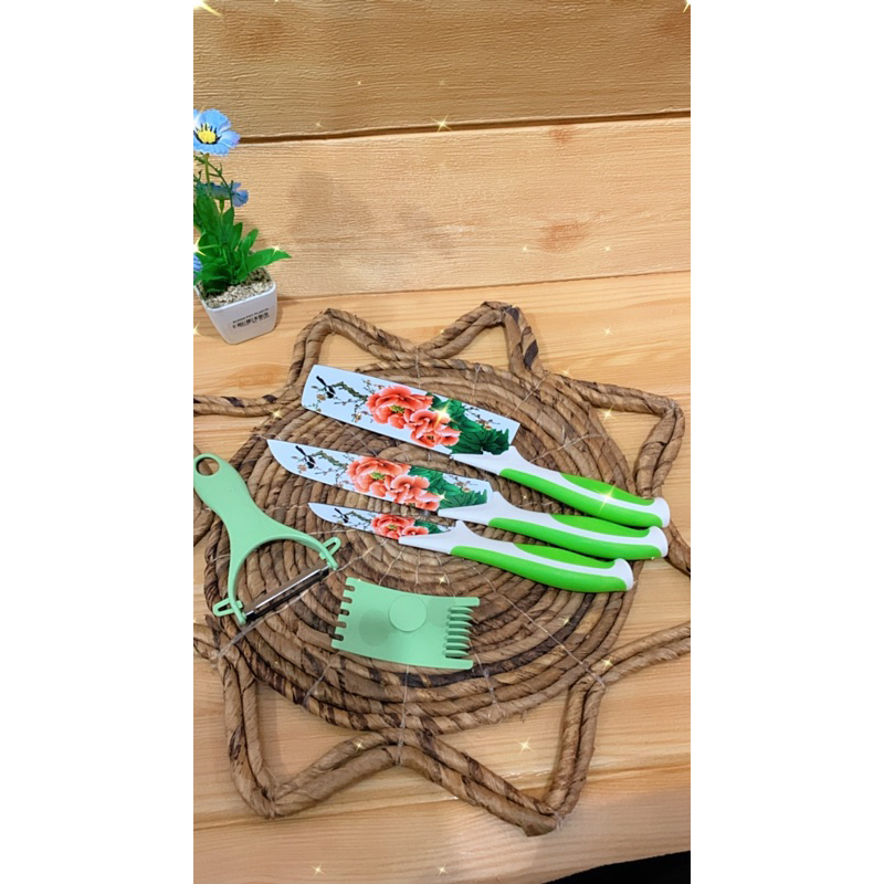 PISAU SET MOTIF BUNGA/PISAU SET DAPUR