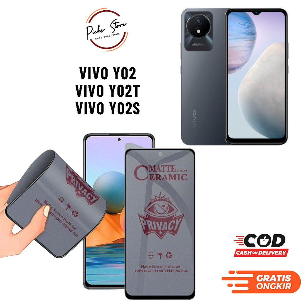 Anti Gores SPY Matte VIVO Y02/Y02T/Y02S - PRIVACY TEMPERED GLASS - TG VIVO Y02/Y02T/Y02S - ANTI GORE