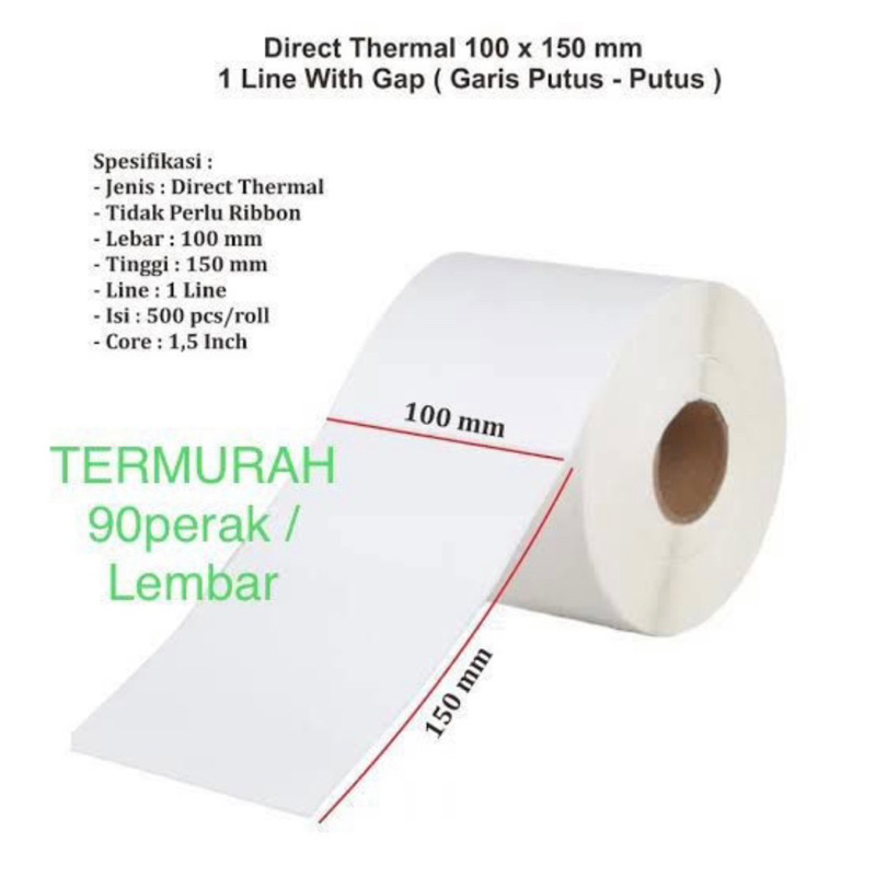 

Kertas Thermal 100 x 150 MM (1Roll 500lembar)