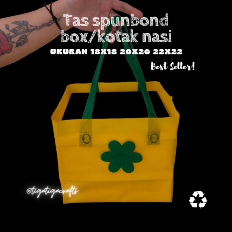 RB BUNGA/PITA LUSINAN tas kain kotak nasi lusinan tas spunbond box tas syukuran tas kotak nasi 18x18