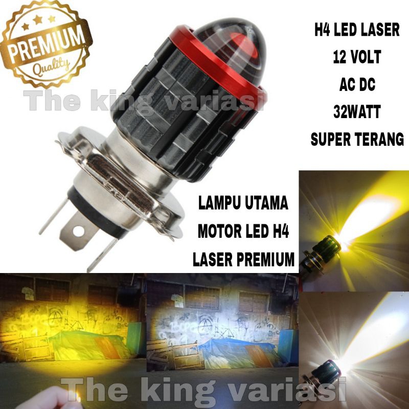 LAMPU LED MOTOR H4 /LAMPU UTAMA MOTOR LED H4 DC SUPER TERANG LASER LED / LAMPU DEPAN MOTOR / LAMPU U