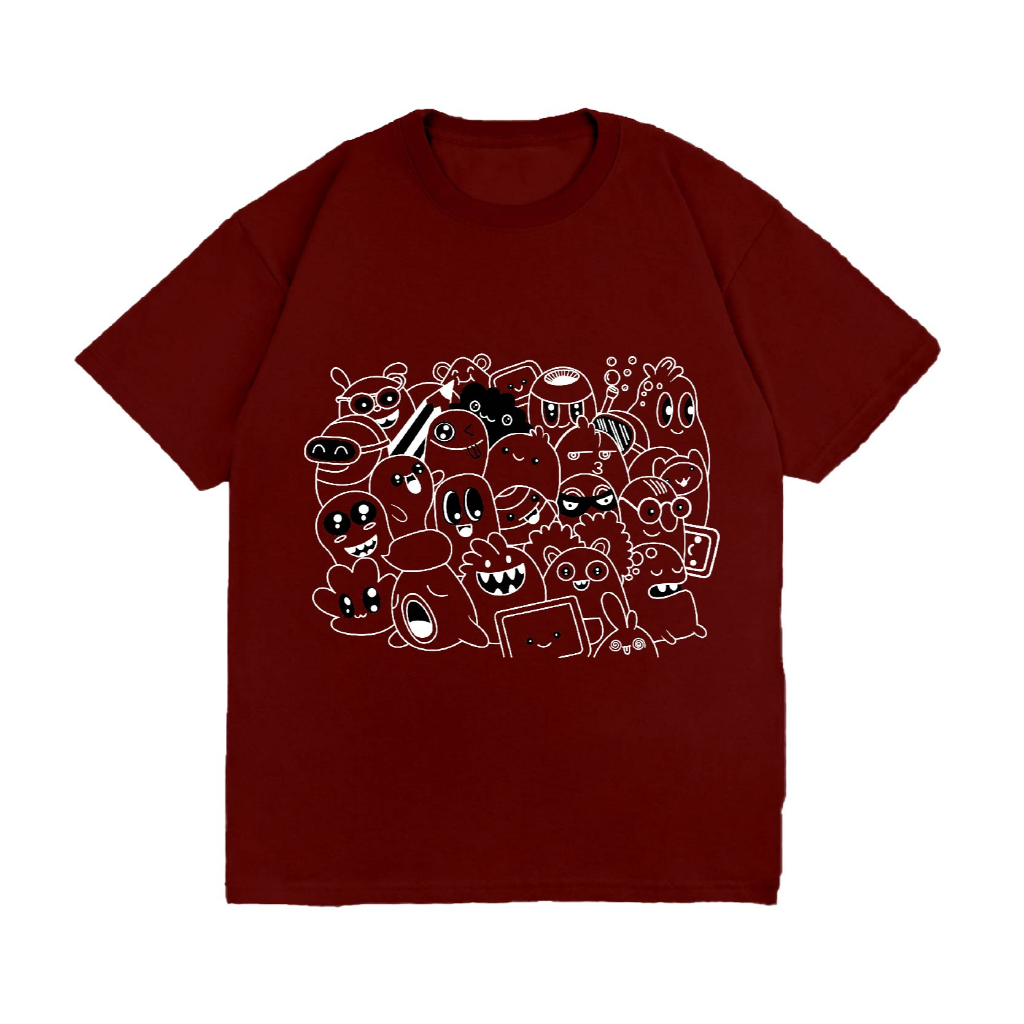 WGUD'S T-shirt DOODLE [sablon DTF] Unisex Pria & Wanita *PREMIUM QUALITY*-MAROON
