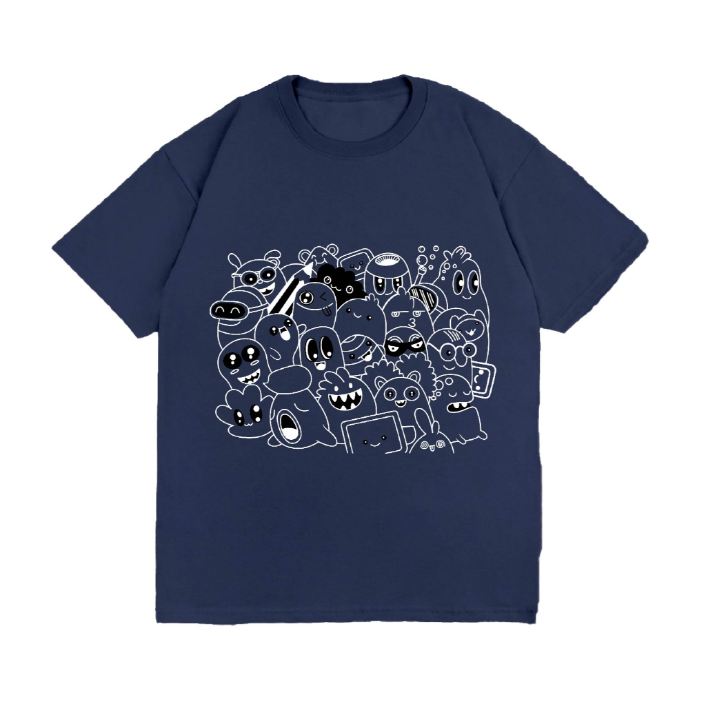 WGUD'S T-shirt DOODLE [sablon DTF] Unisex Pria & Wanita *PREMIUM QUALITY*-NAVY