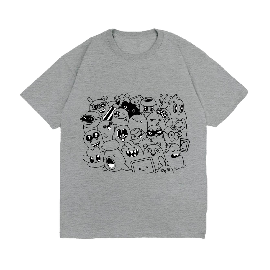 WGUD'S T-shirt DOODLE [sablon DTF] Unisex Pria & Wanita *PREMIUM QUALITY*-ABU MUDA