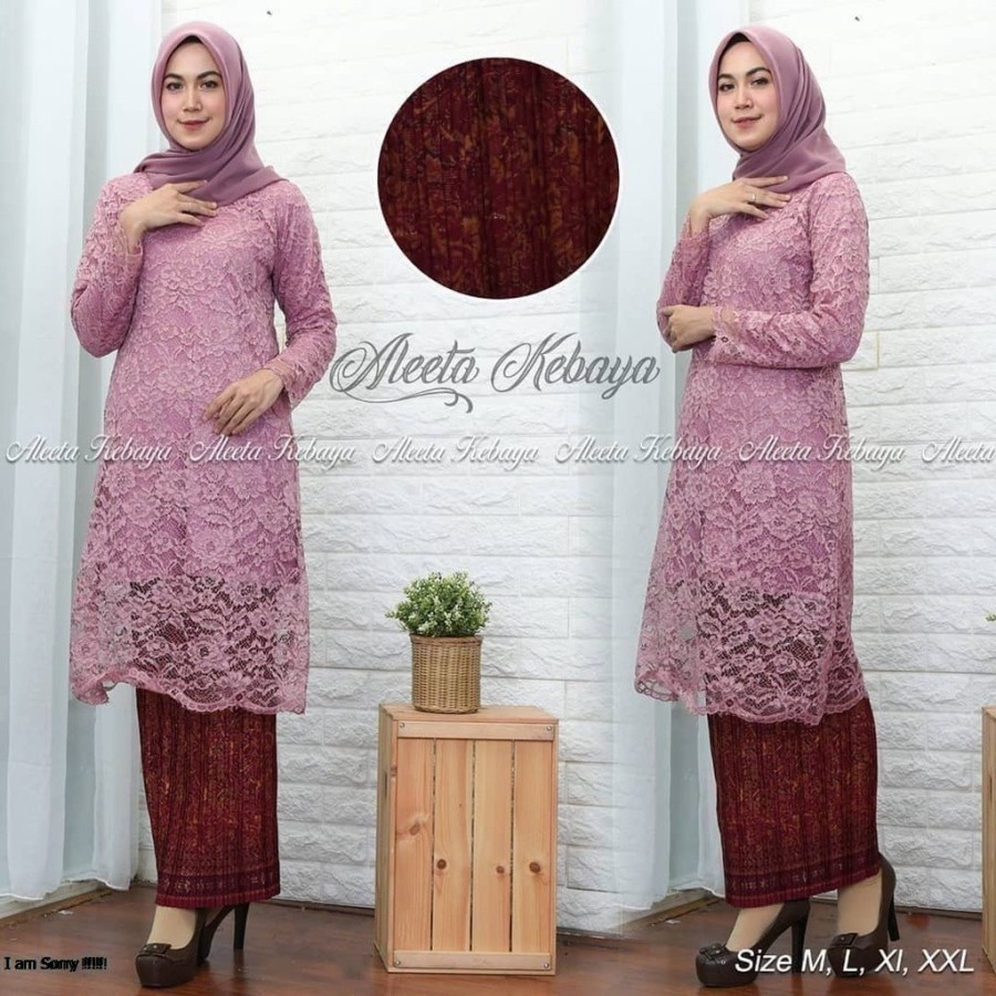 (Realpictt) kebaya brokat baju kurung /kebaya tunik modern /kebaya jumbo ATASAN Dusty
