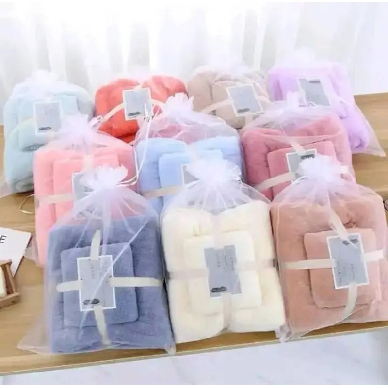 HANDUK SET 2IN1 HANDUK MANDI DAN WAJAH COTTON TOWEL IMPORT