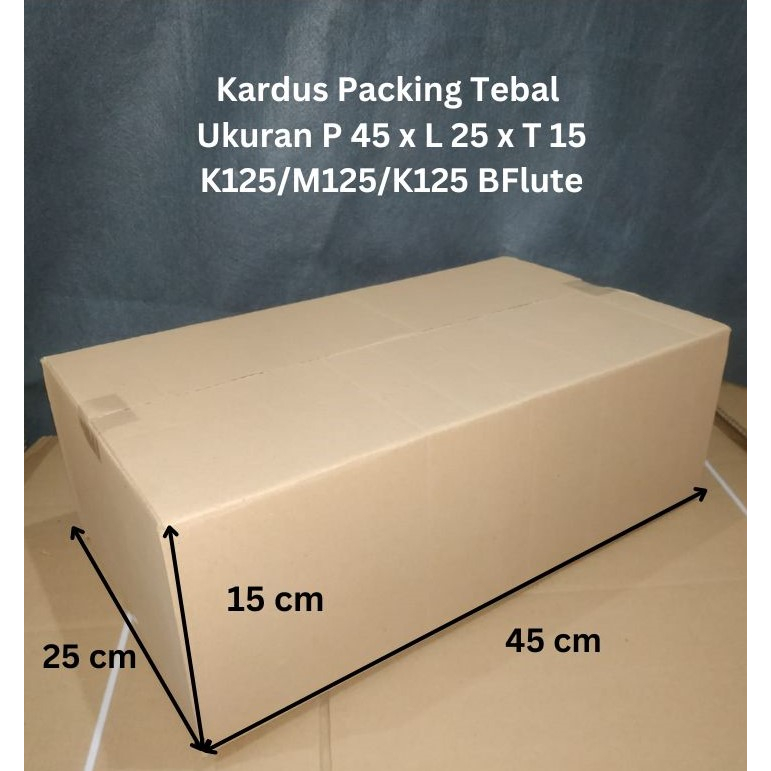 

Kardus Packing Tebal P45 cm x L25 cm x T15 cm - Bflute K125/M125/K125