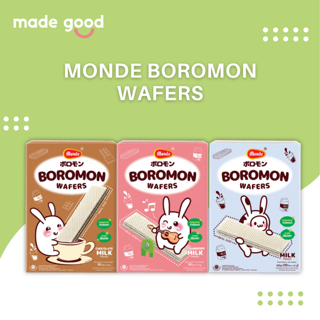 Monde Boromon Wafers Chocolate Strawberry Milk 120gr Snack Sehat Anak