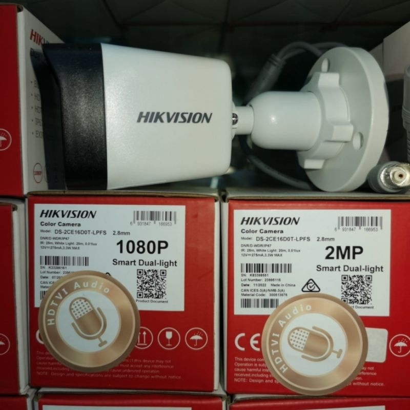 CAMERA OUTDOOR HIK-VISION +AUDIO 2MP DS-2CE16DOT-LPFS SMART DUAL LIGHT COLORVU