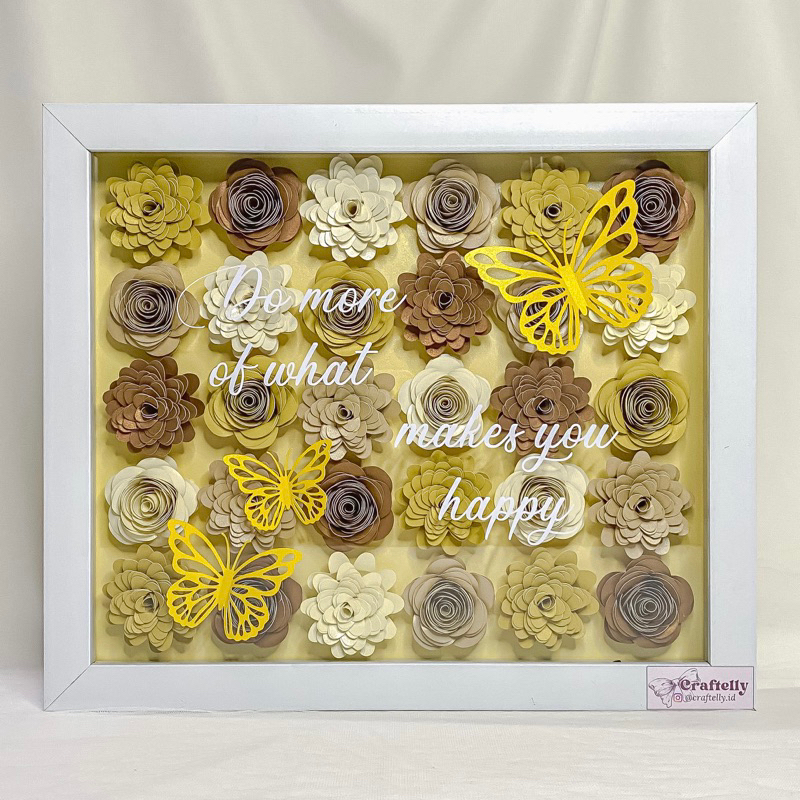 Paper Flower Shadow Box (size 10R - 30x25 cm) - bingkai 3D/pop-up frame